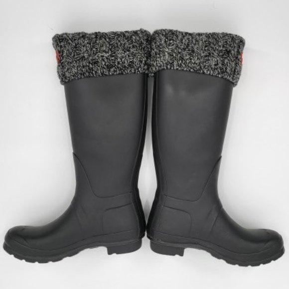 Hunter Rain Boots Womens Size US 6M Black Tall Rubber Wellies Over Boot Socks - Picture 2 of 7